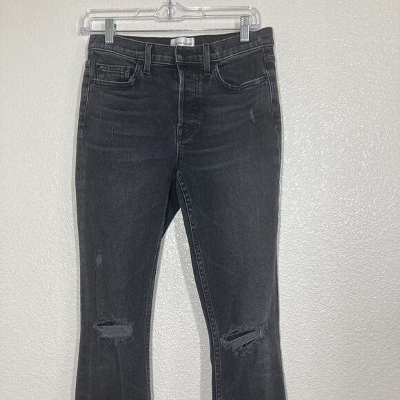 Cotton Citizen Jeans Womens 27 Black Distressed Skinny High Rise Frayed Hem USA - Picture 5 of 16